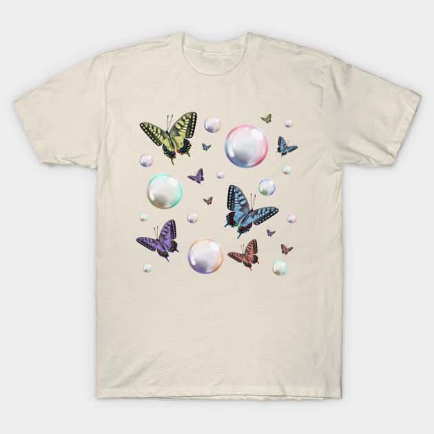 Butterflies with Bubbles T-Shirt by DeneboArt